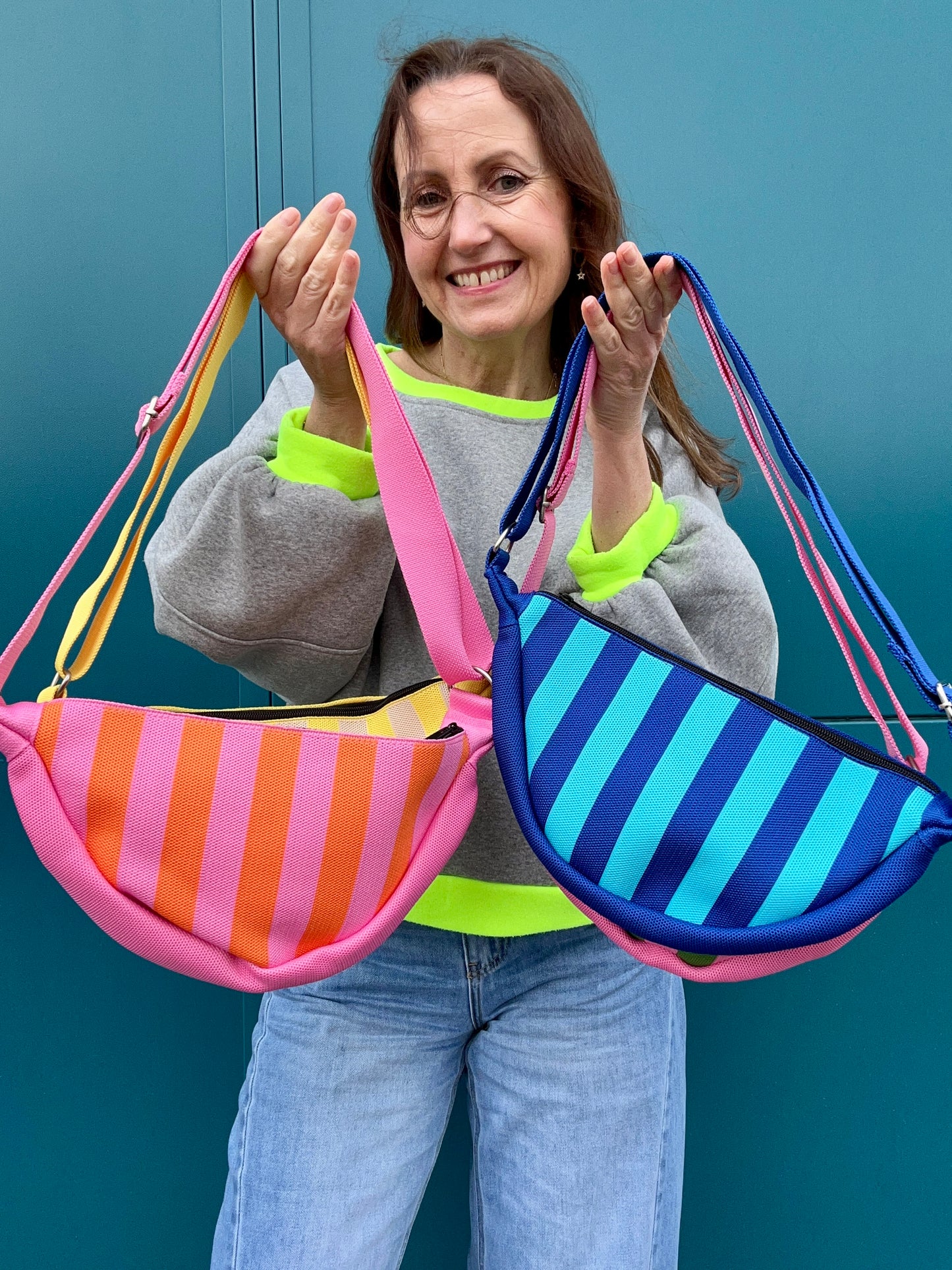 Kanga striped pouch bag - Blue