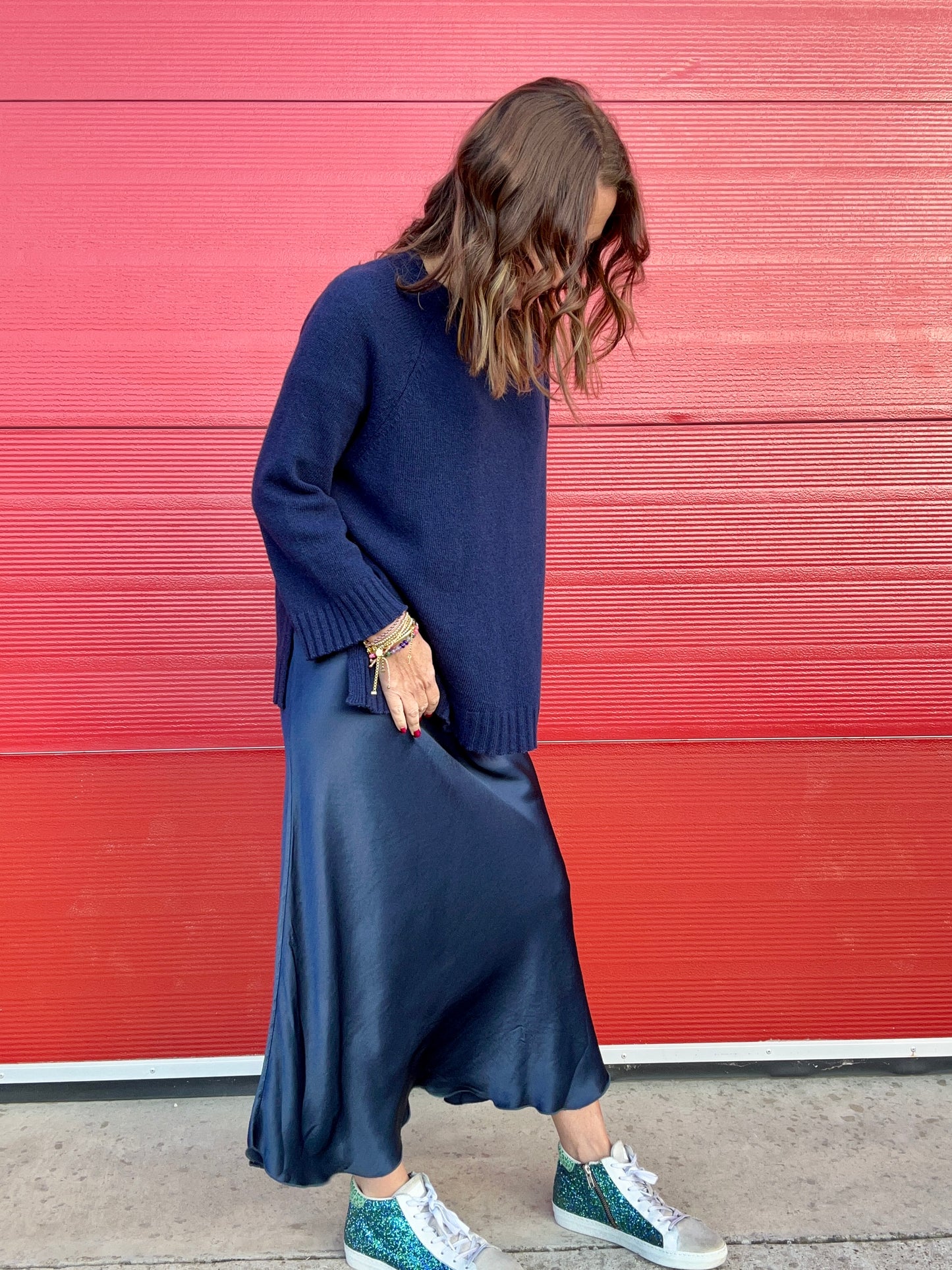 Philly satin skirt - Navy