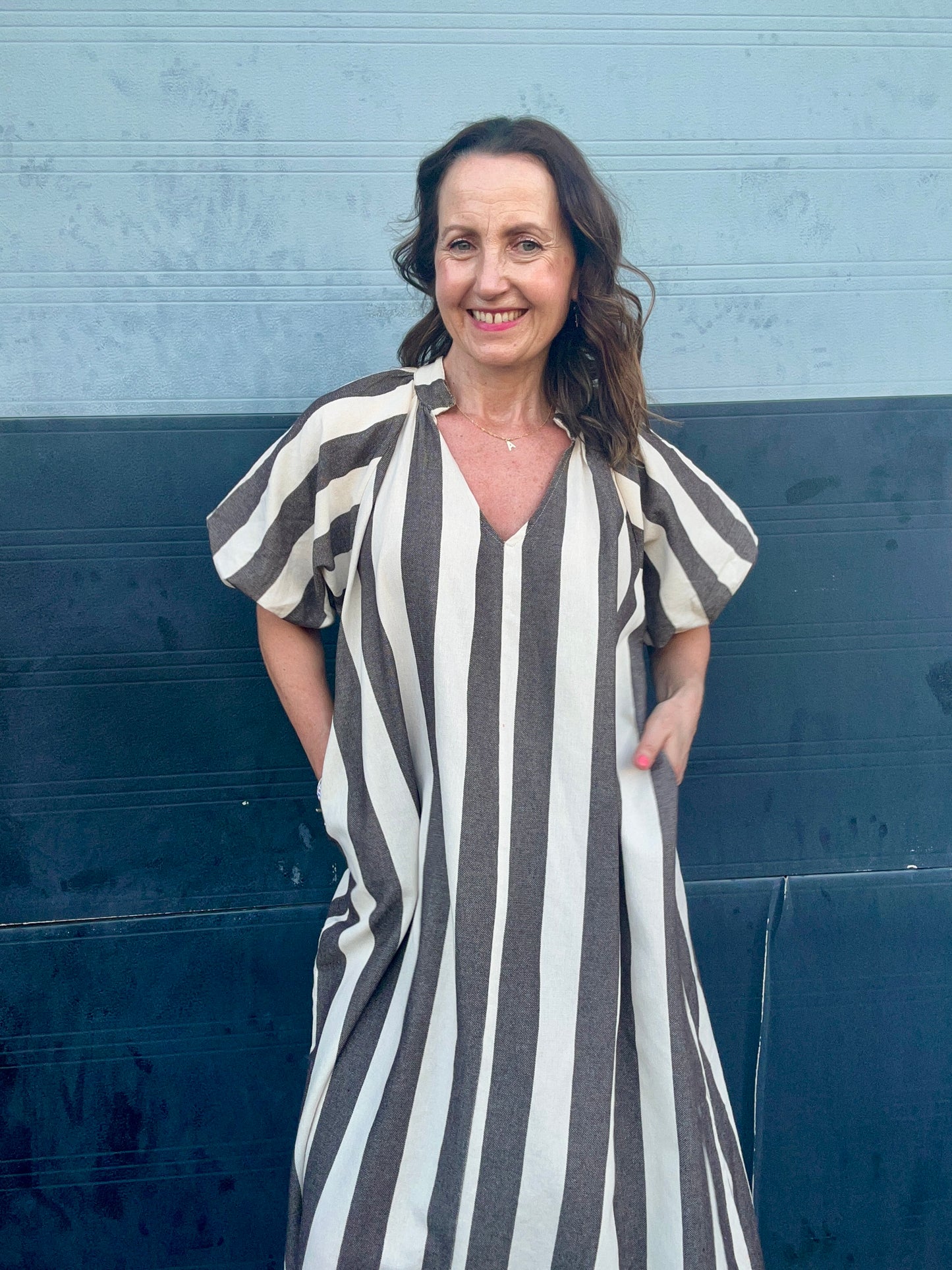Tinka striped dress - Brown / Cream