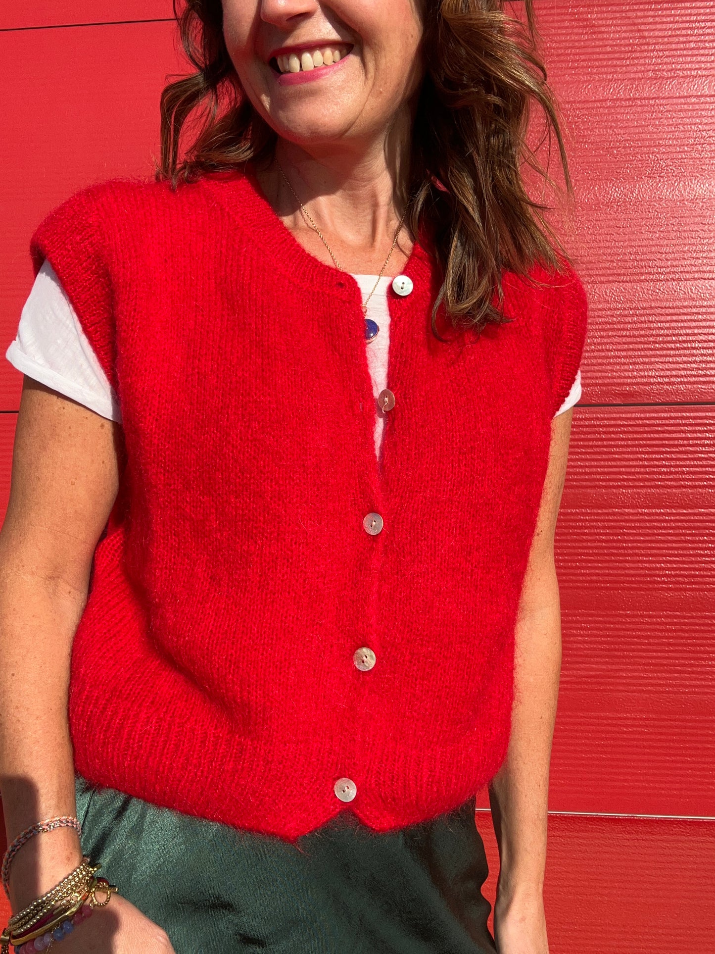 Brodie sleeveless cardigan - Red
