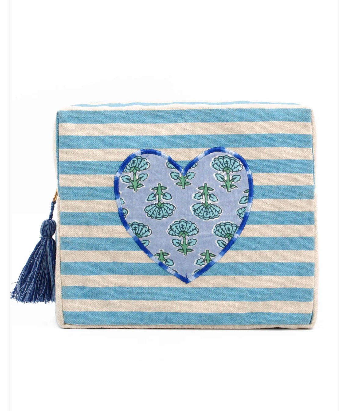 Pretty stripe heart pouch - Blue