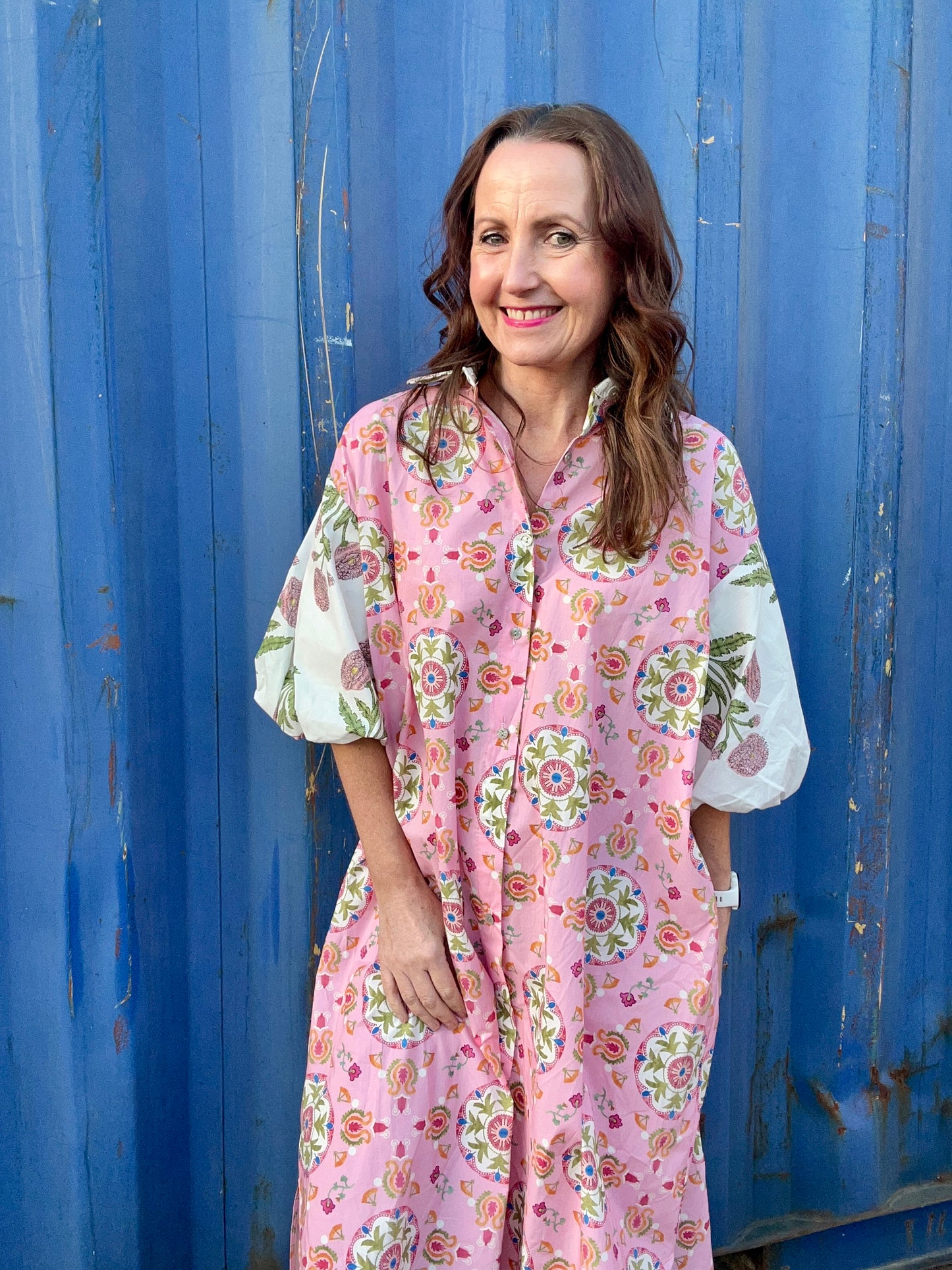 Cora floral shirt dress - Pink multi