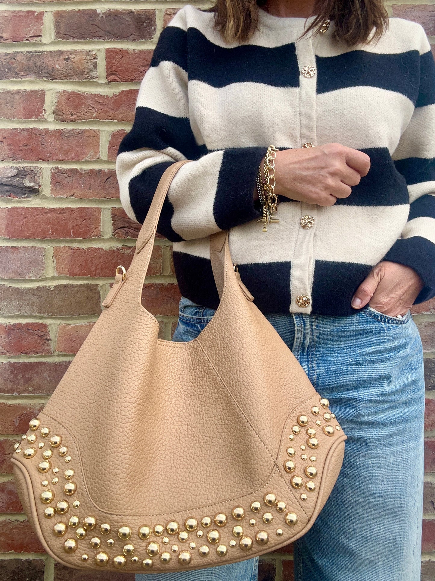 Hadley studded crossbody bag - Coffee