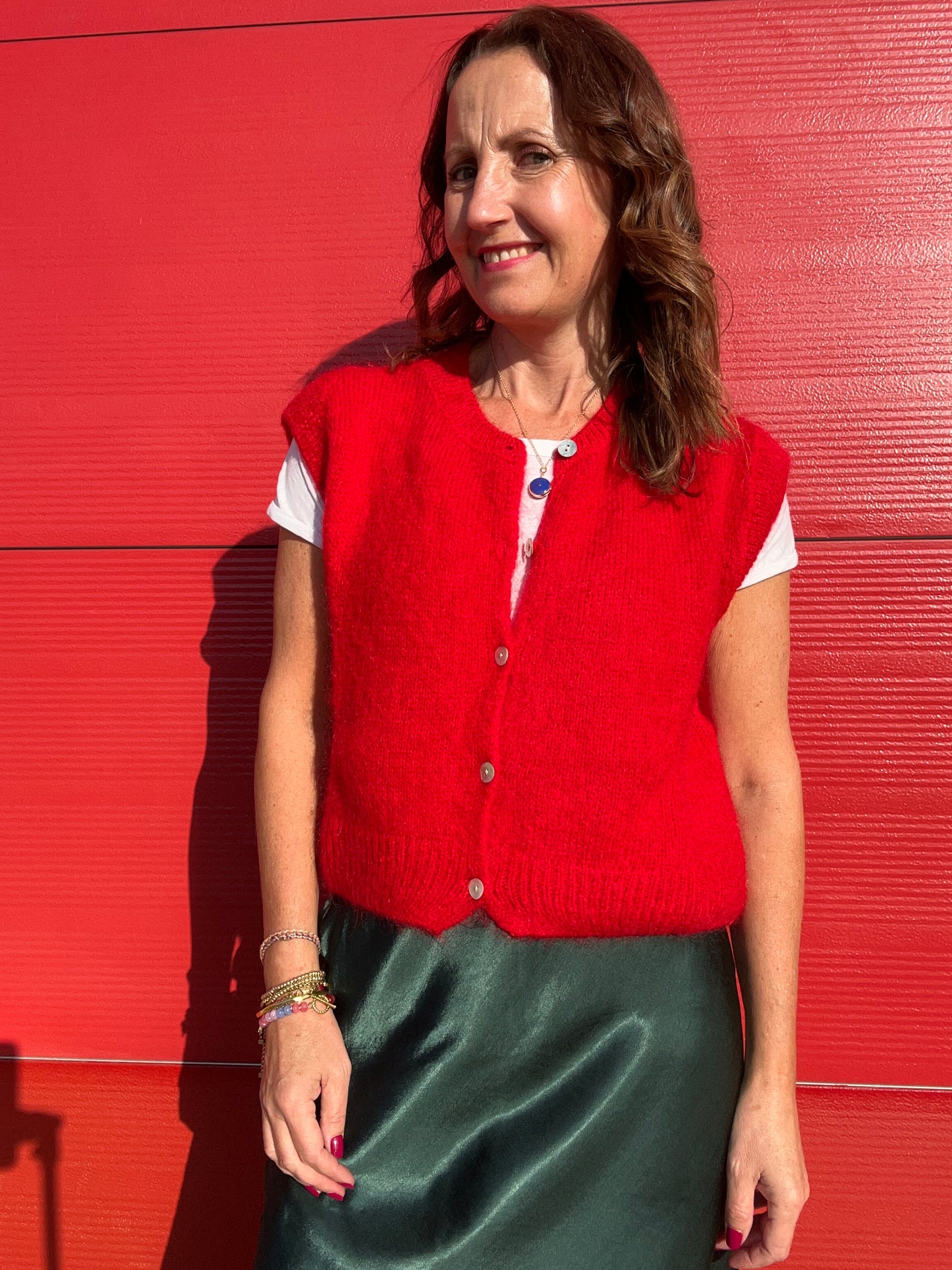 Brodie sleeveless cardigan - Red