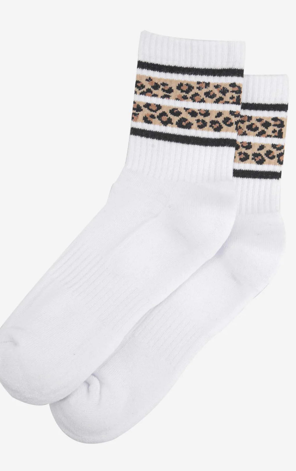 Sporty leopard socks - White