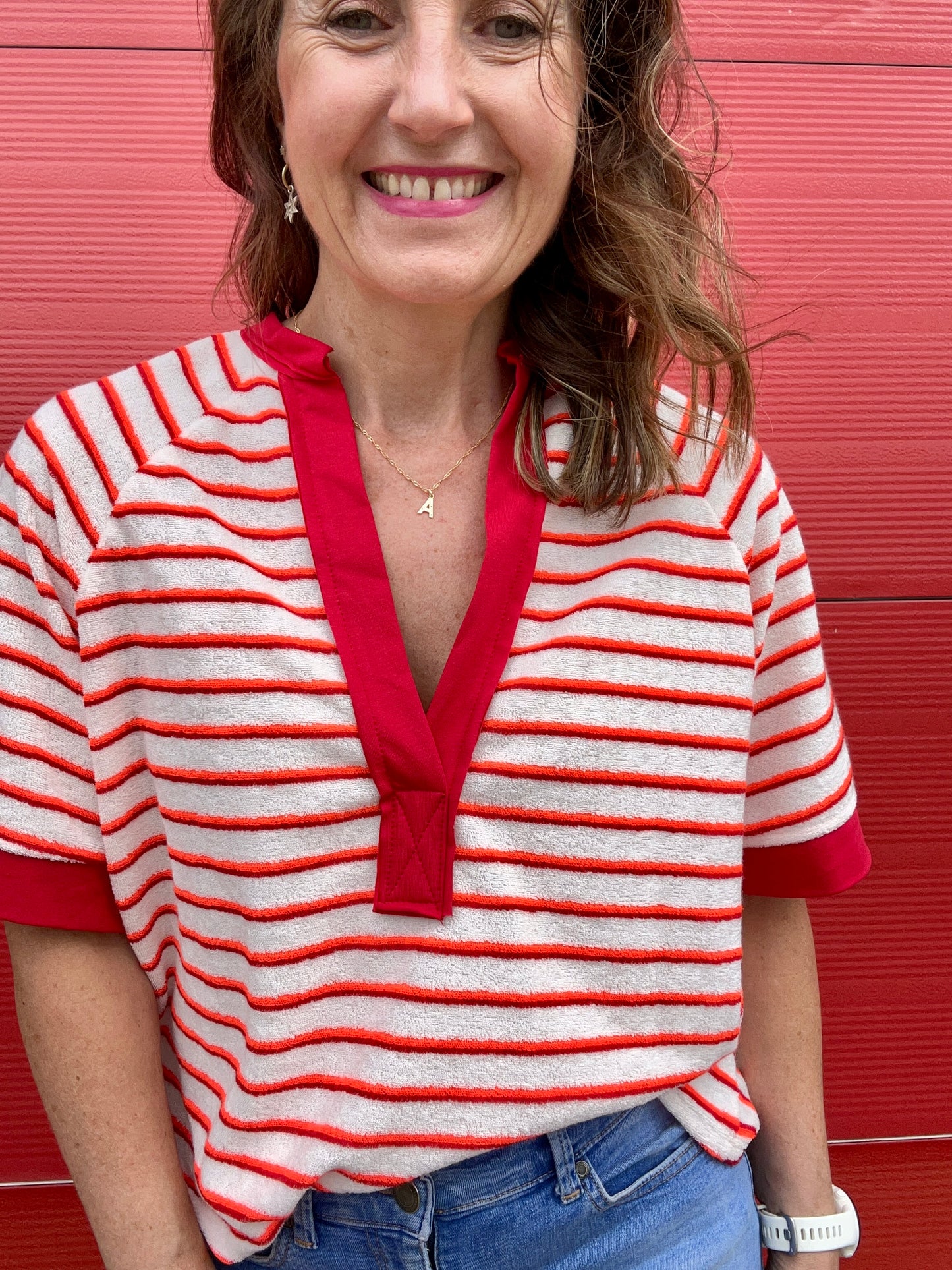 Bobby sporty stripe top - Red