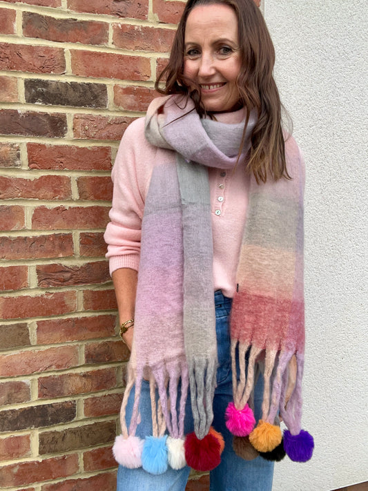 Pompom fun scarf - Pink