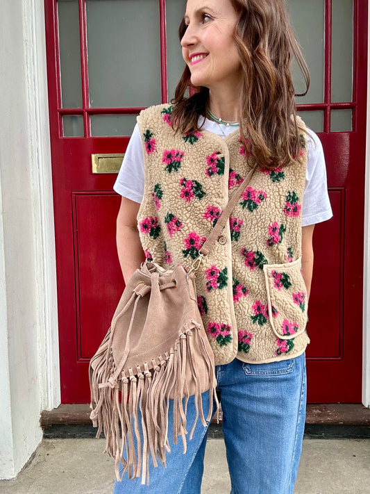 Briar suede tassel bag - Taupe