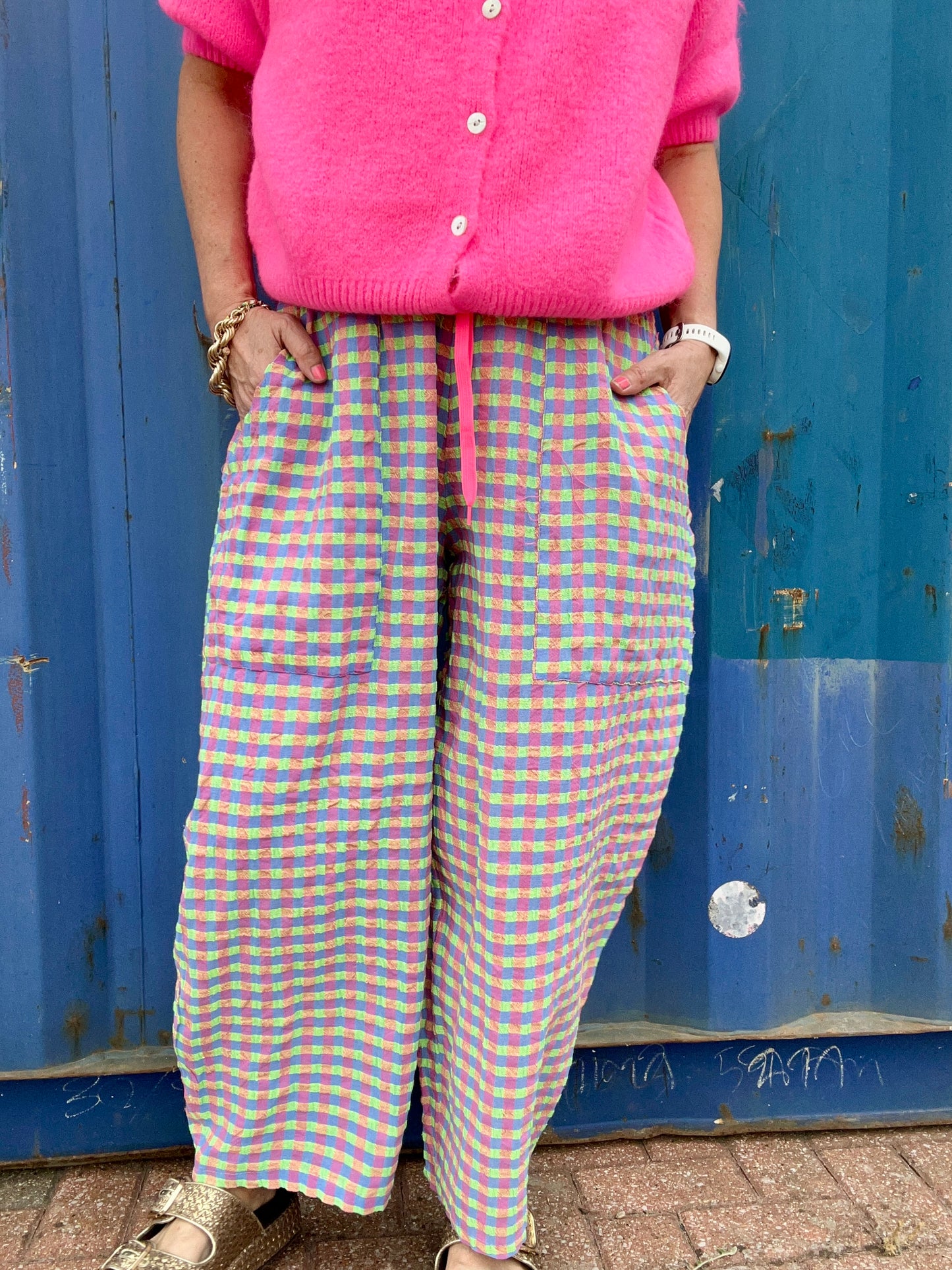 Riva relaxed trousers - Blue/Pink
