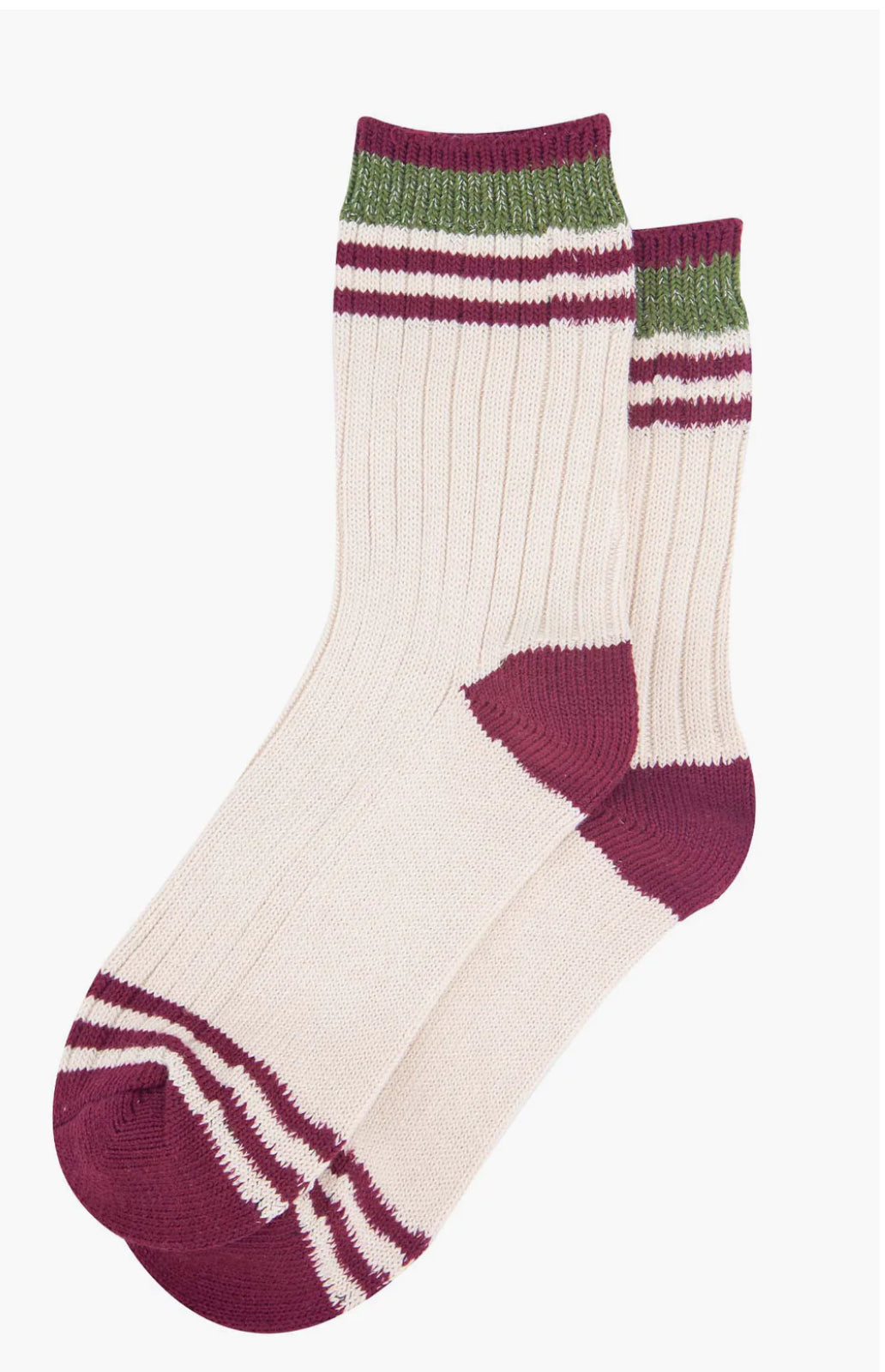 Cosy socks - Cream / Khaki / Burgundy