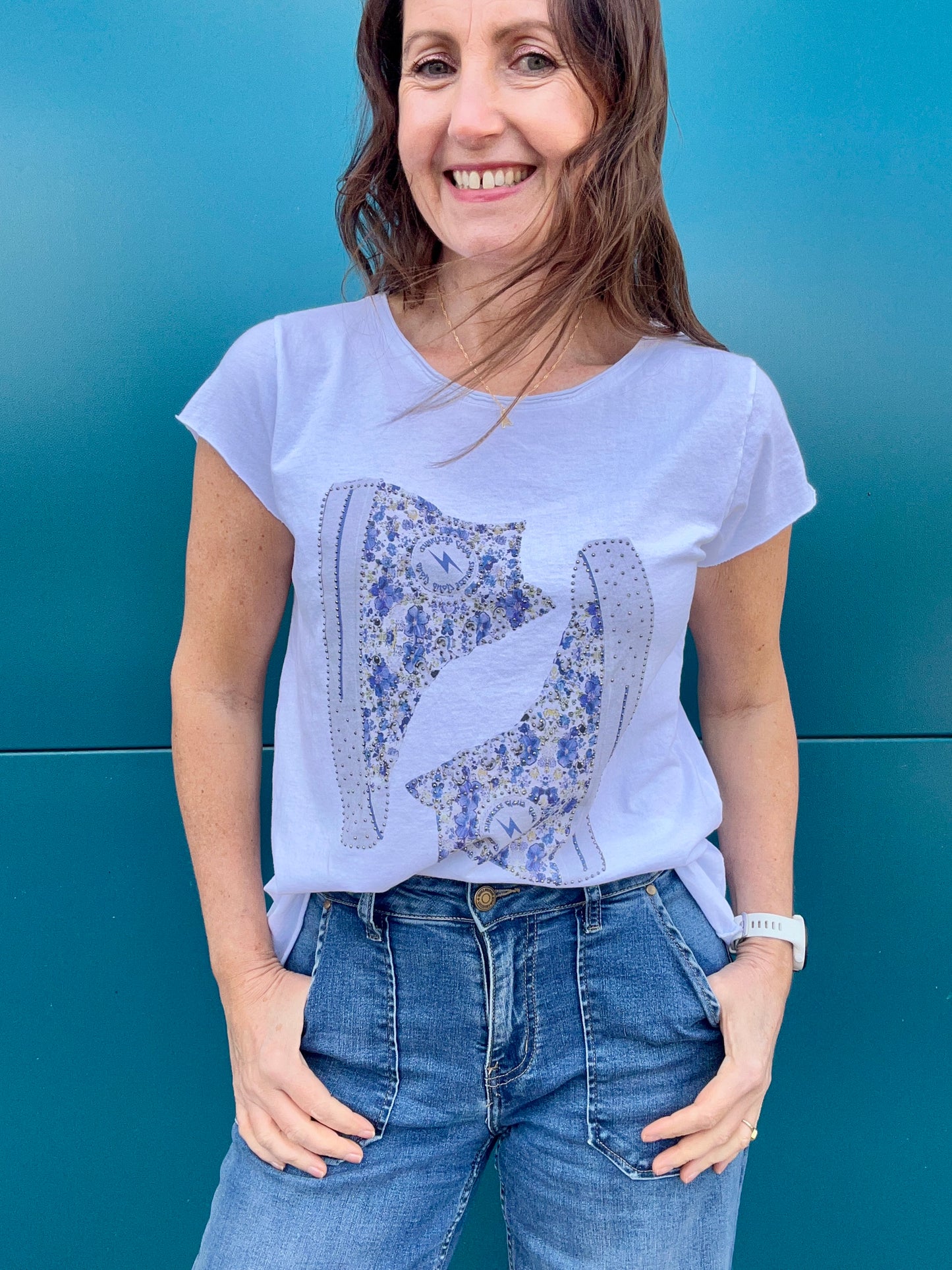 Liberty print tee - Blue