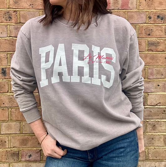 Vintage wash Paris sweatshirt - Light Mocha