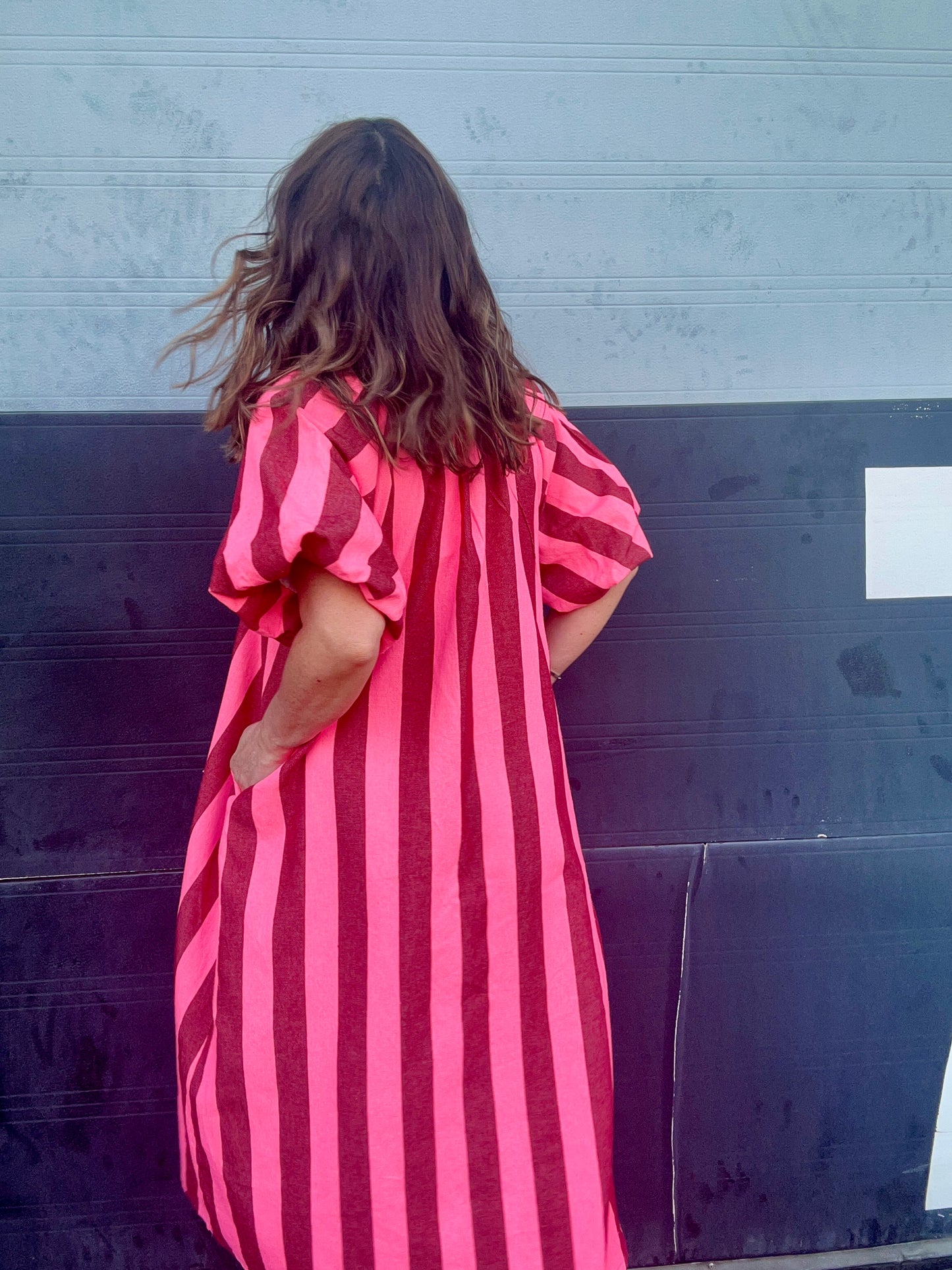 Tinka striped dress - Pink / Red