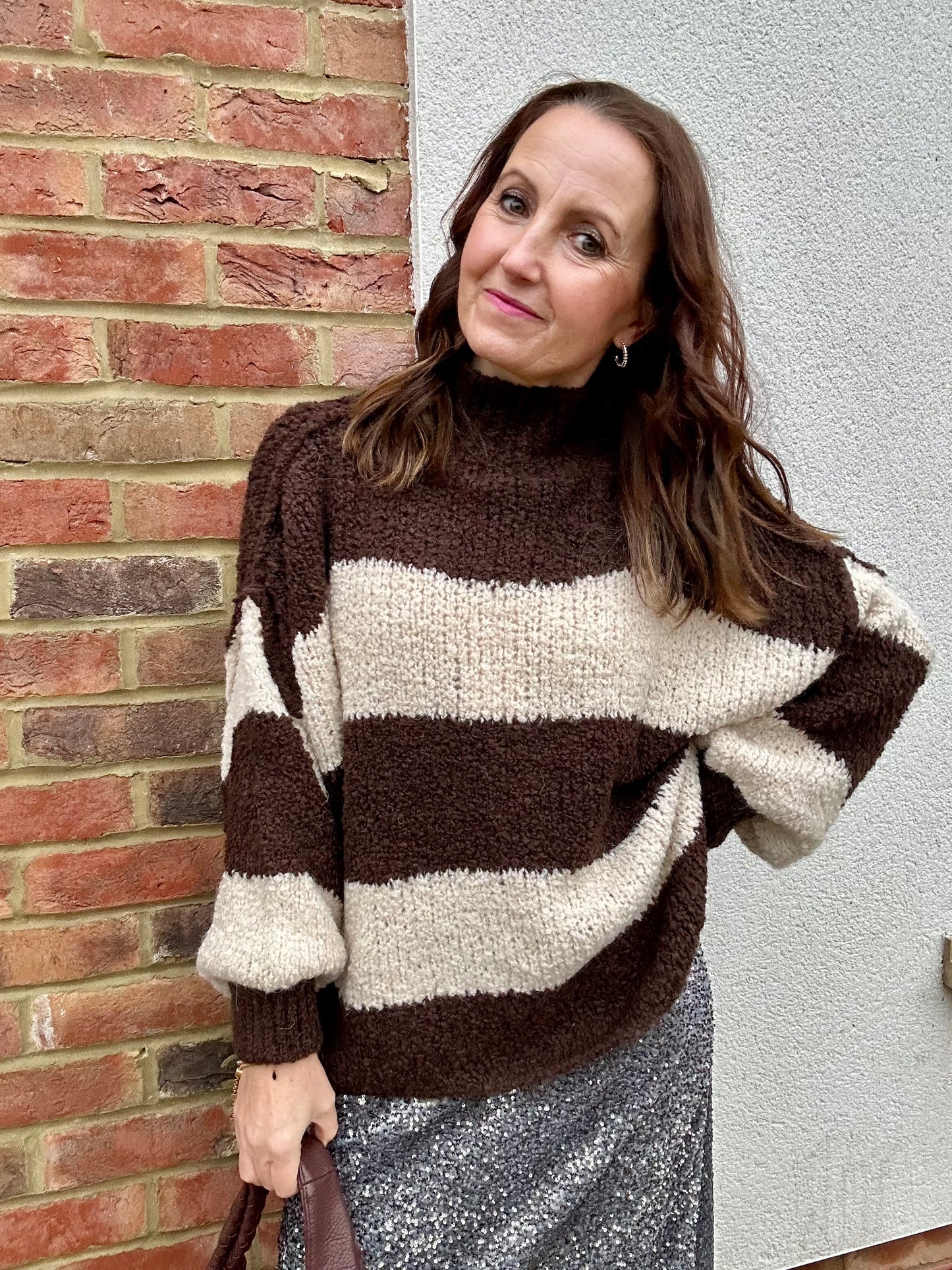 Helga stripe sweater - Chocolate