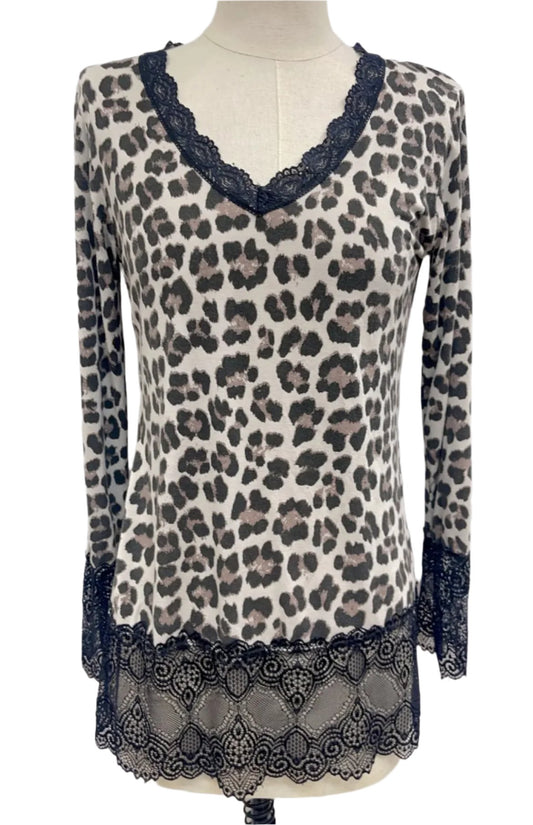 Animal print lace layer - Beige