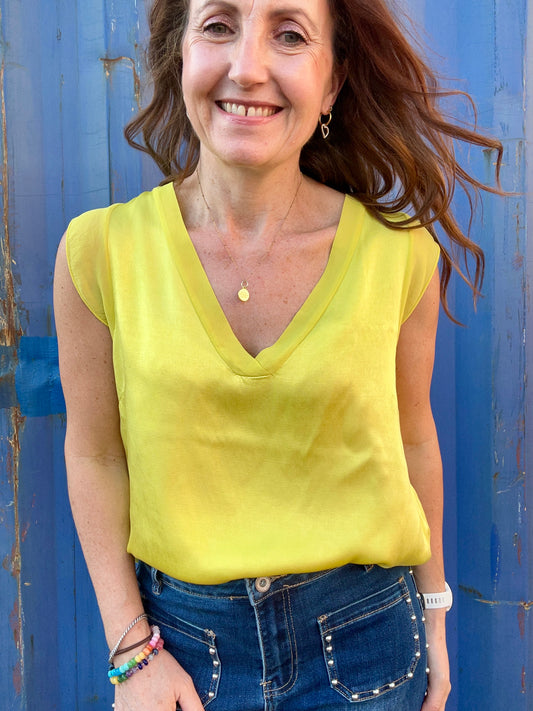 Esmerelda satin top - Citron