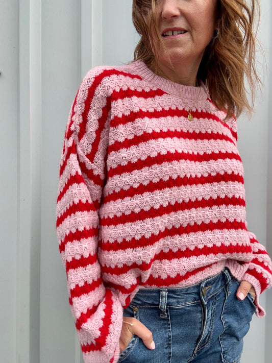 Sienna striped sweater - Red / Pink