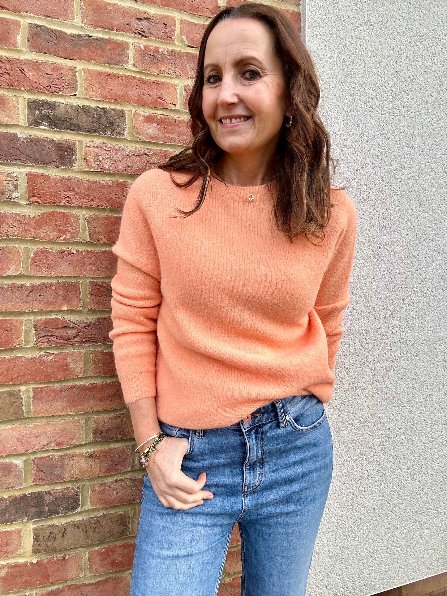 Pippa round neck sweater - Peach melba