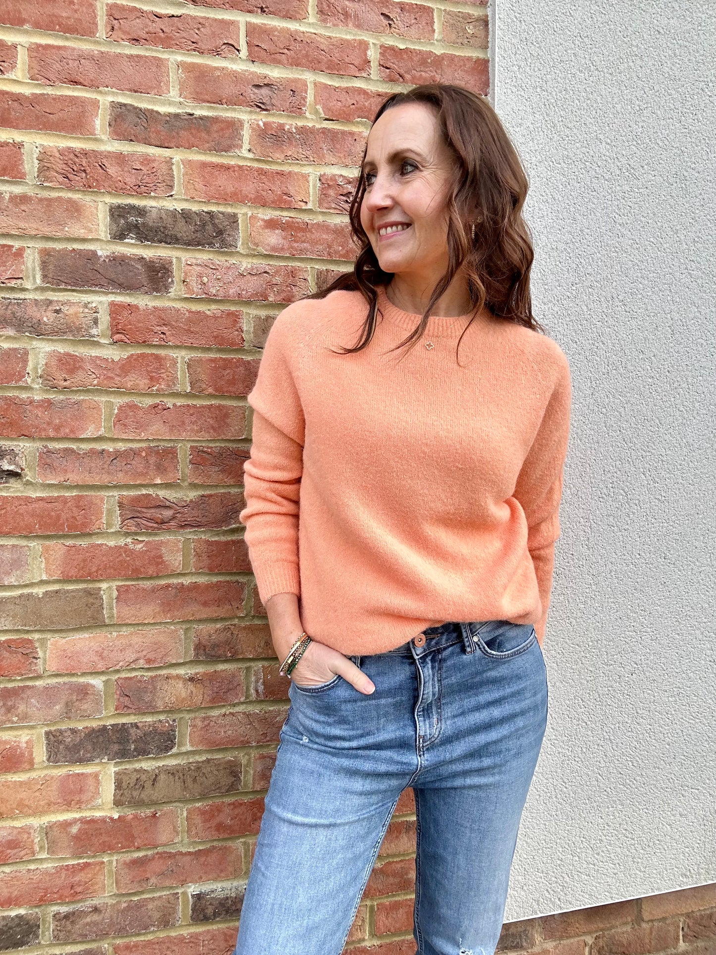 Pippa round neck sweater - Peach melba