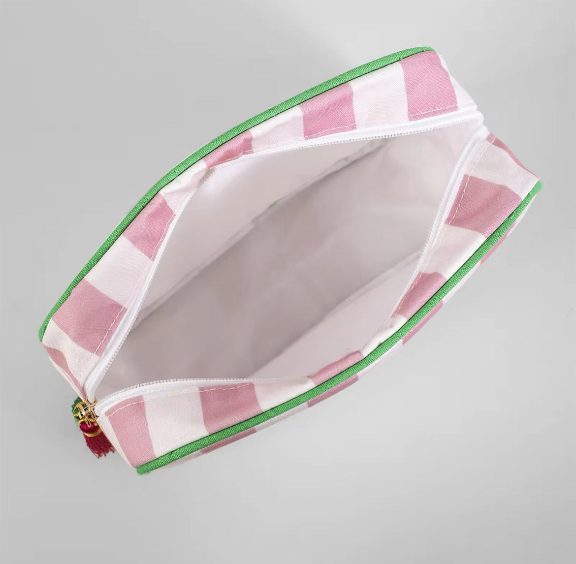 Tiggy stripe washbag - Pink / Green