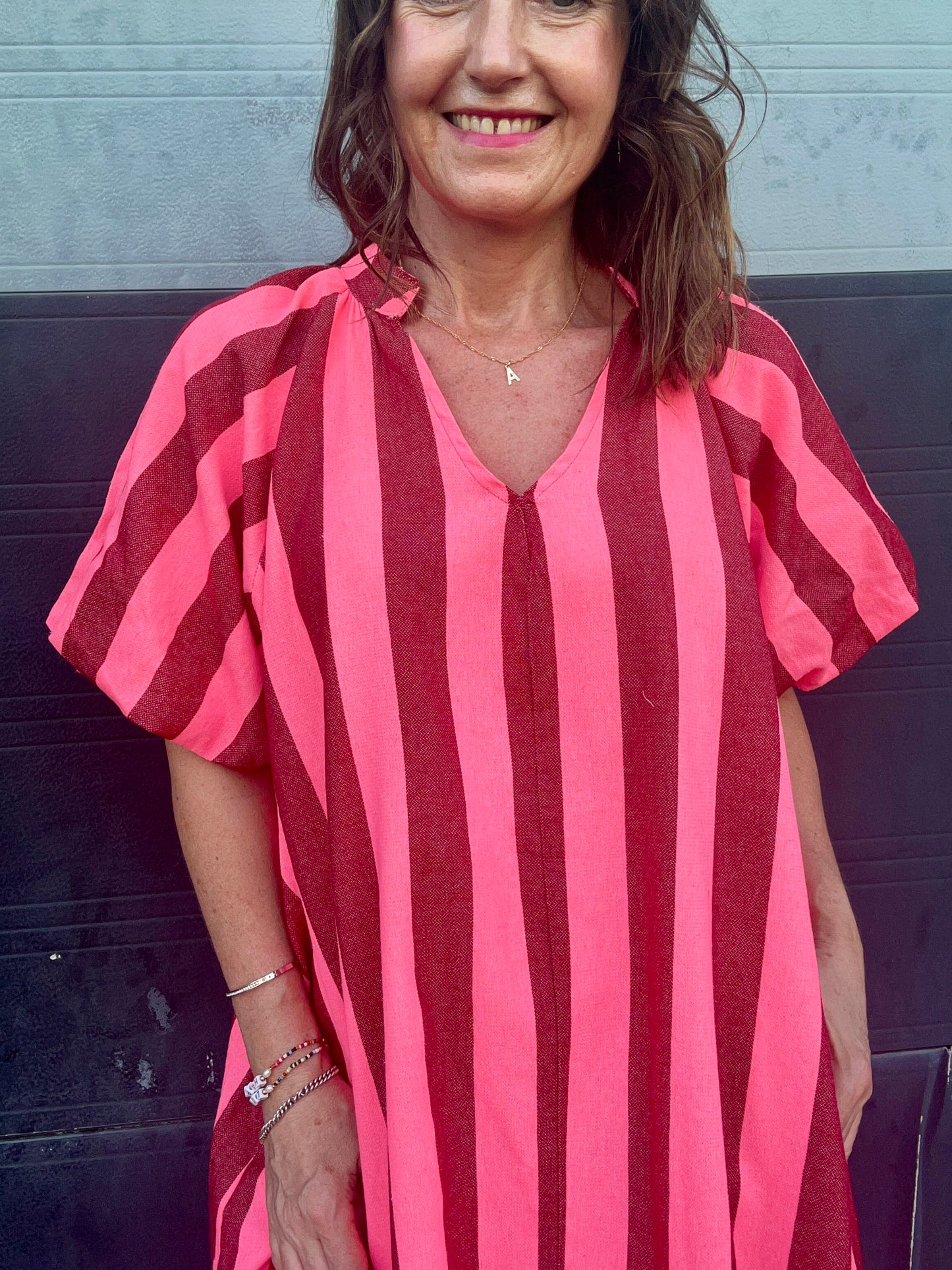 Tinka striped dress - Pink / Red