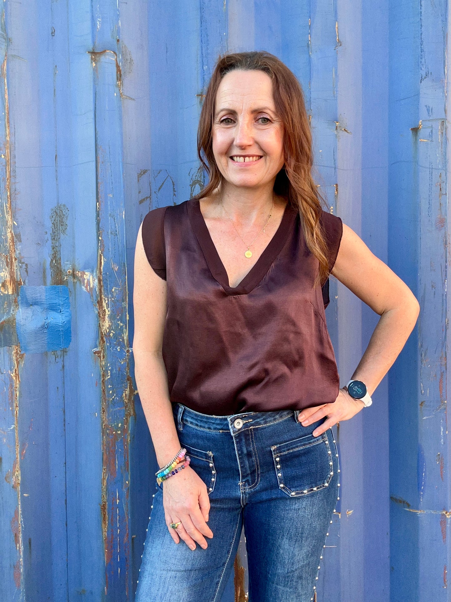 Esmerelda satin top - Plum
