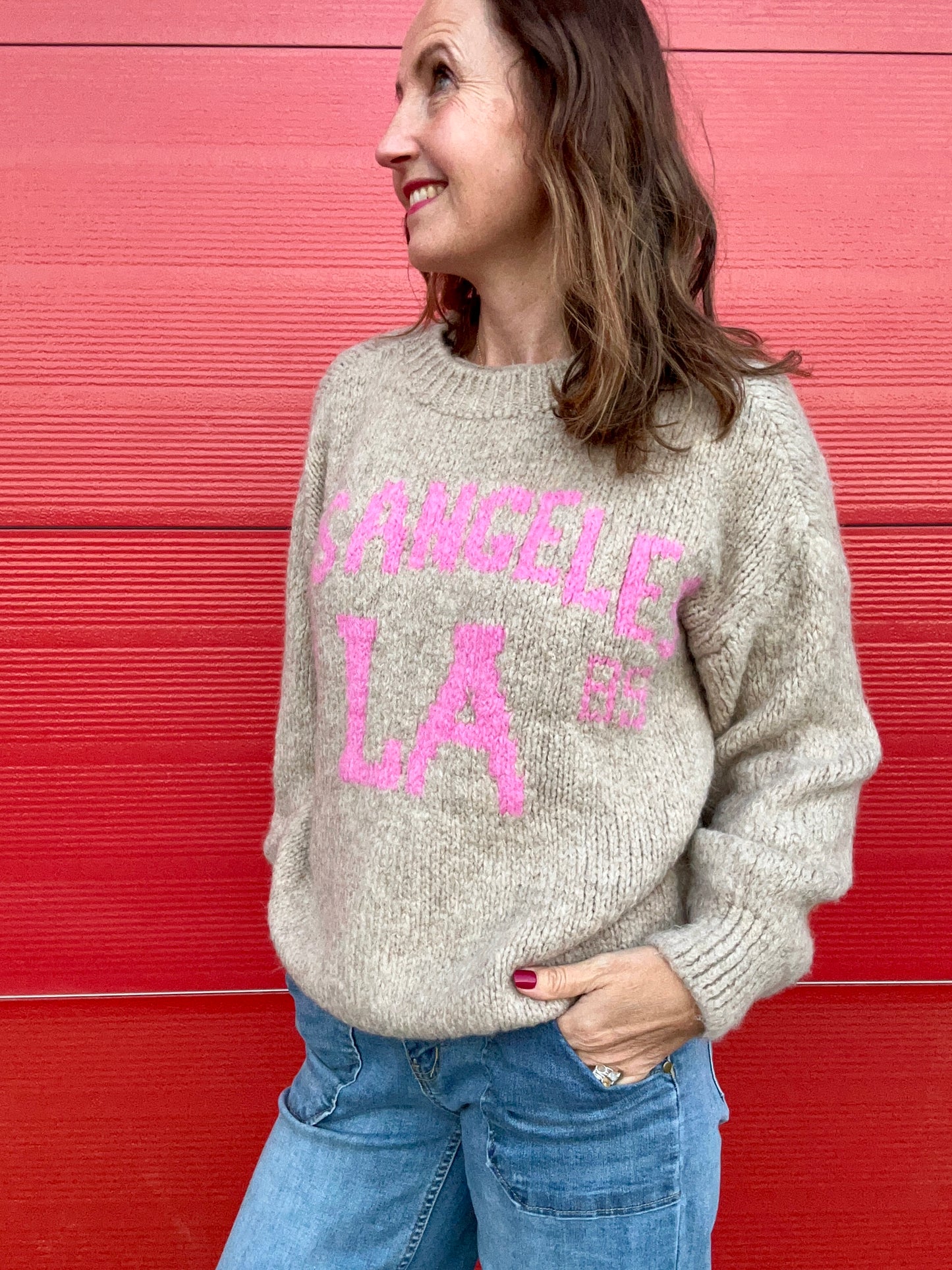 L.A. sweater - Oatmeal / Pink