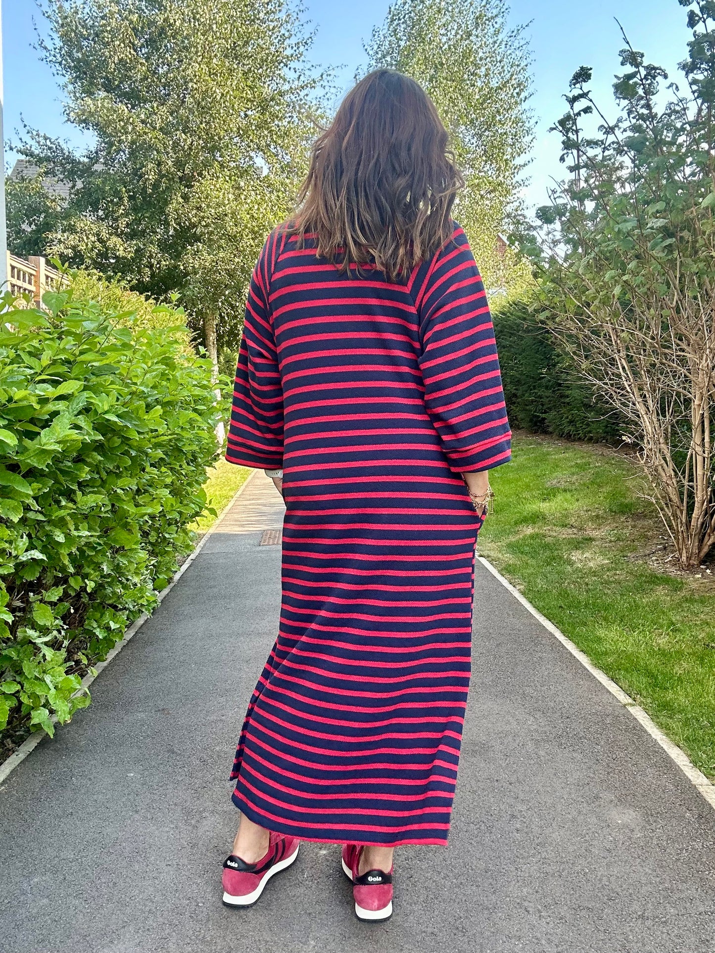 Autumn stripe dress - Navy / Red