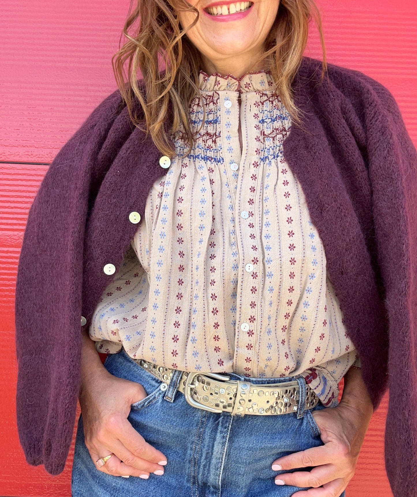 Olive embroidered blouse