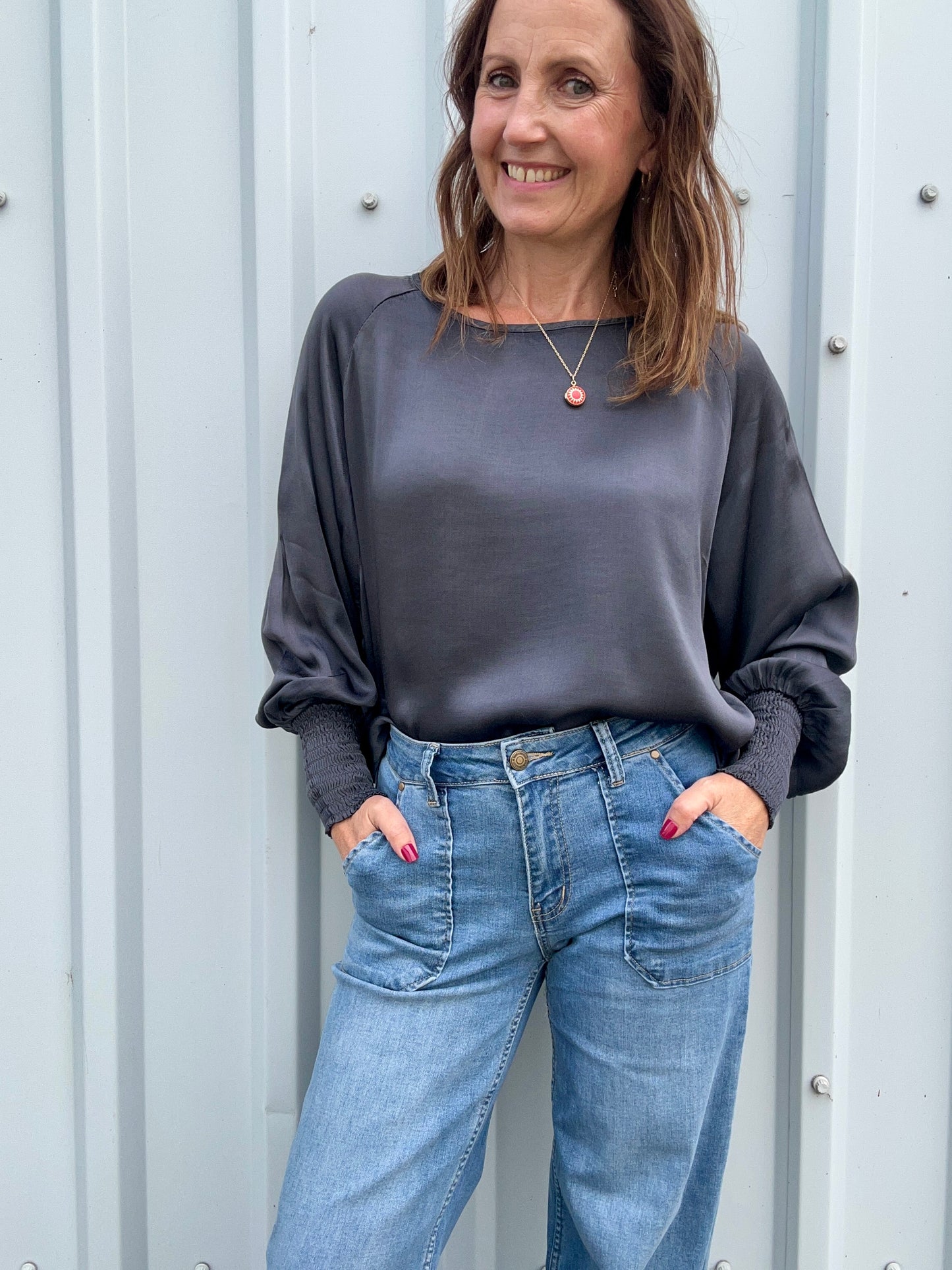 Henrietta silky blouse - Grey