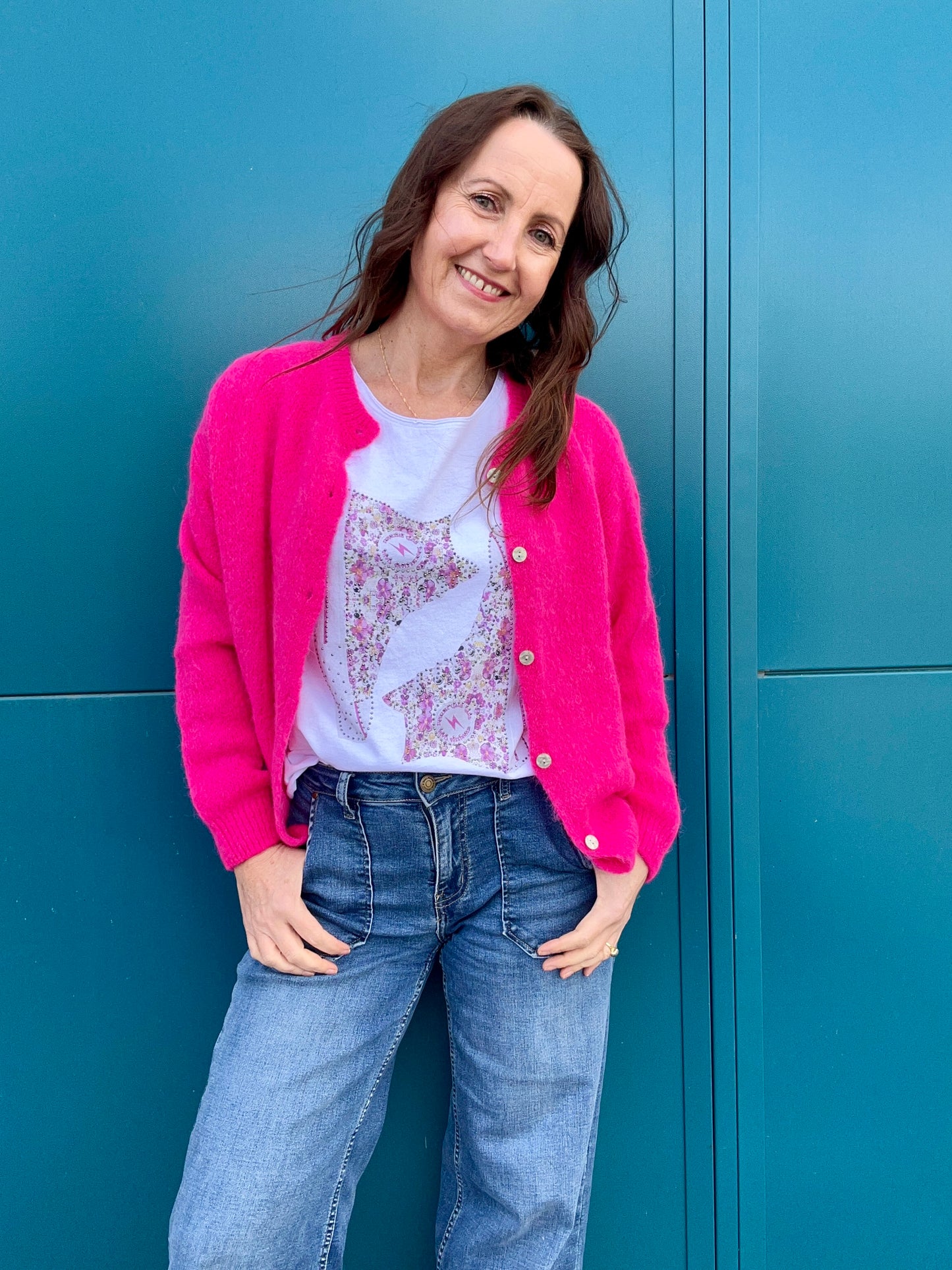 Juno cardigan - Hot Pink