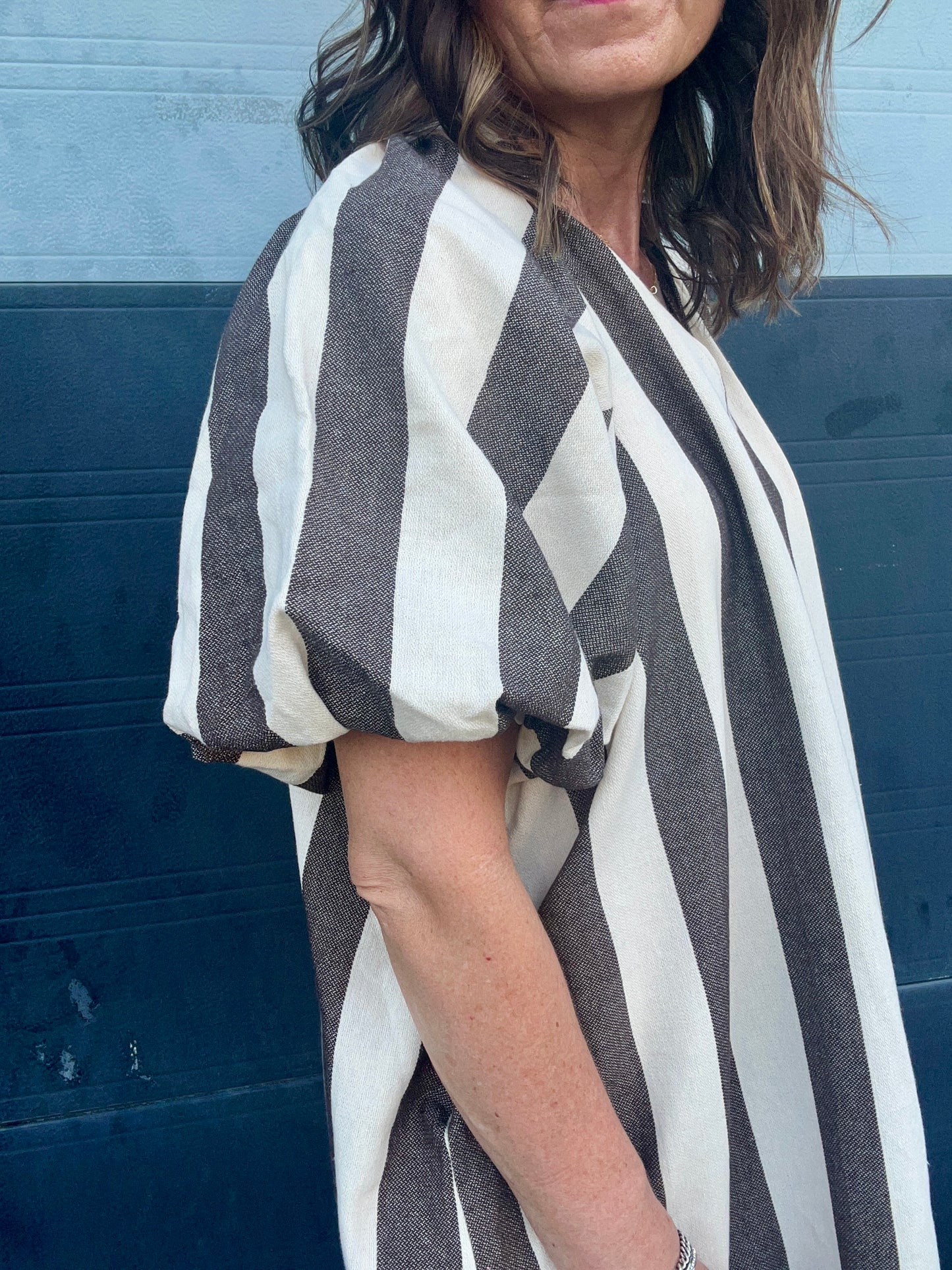 Tinka striped dress - Brown / Cream