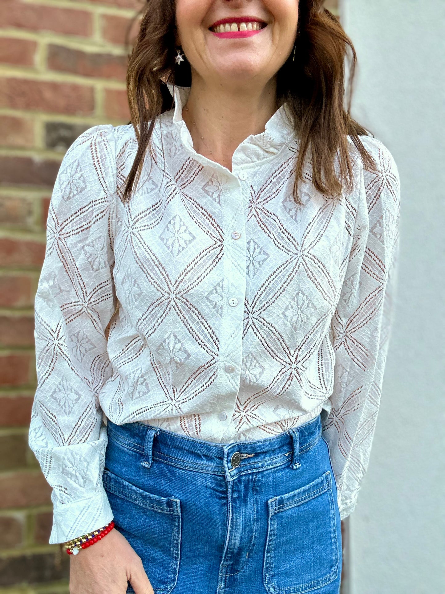 Peony lace victoriana blouse