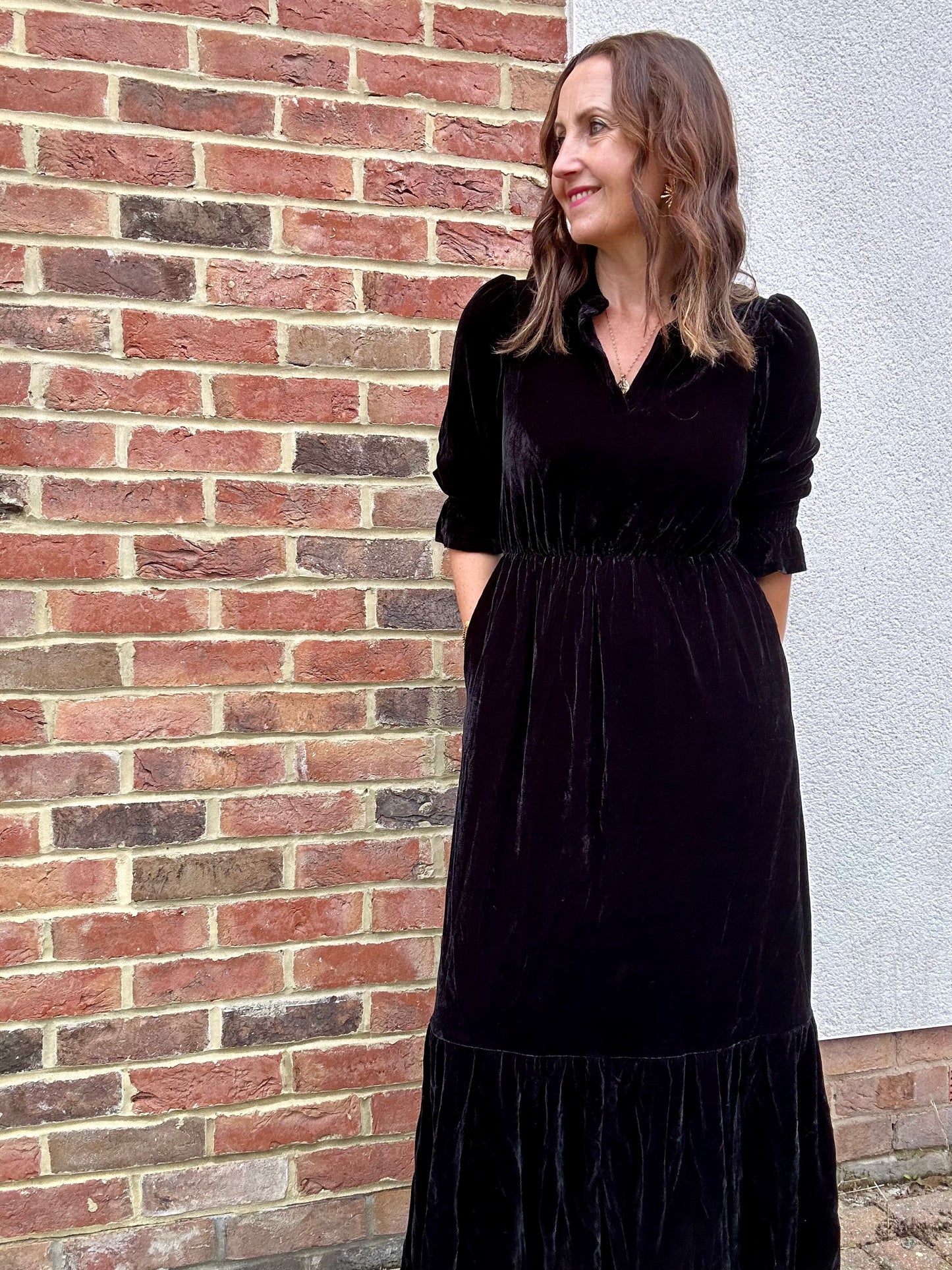 Heather Velvet Midi dress - Black