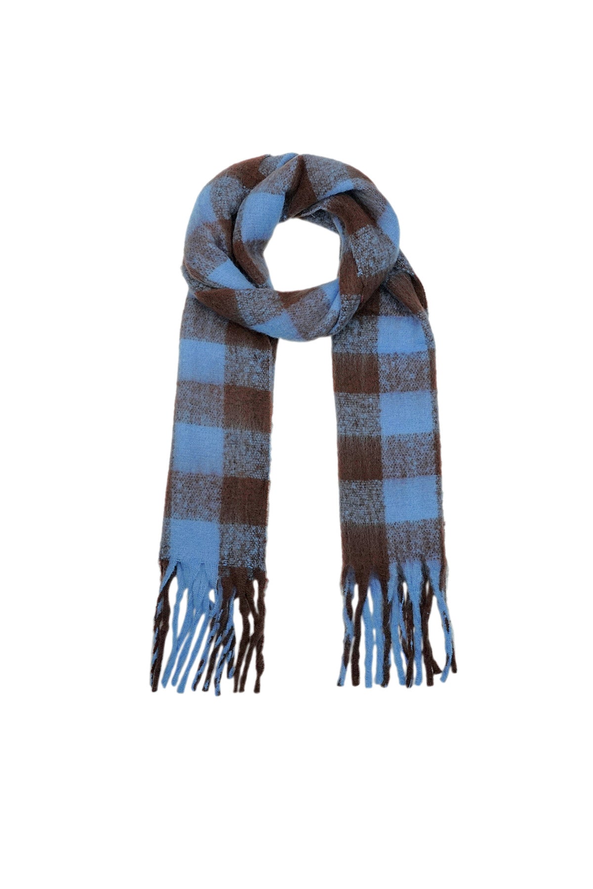 Wonder checked scarf - Blue / Brown