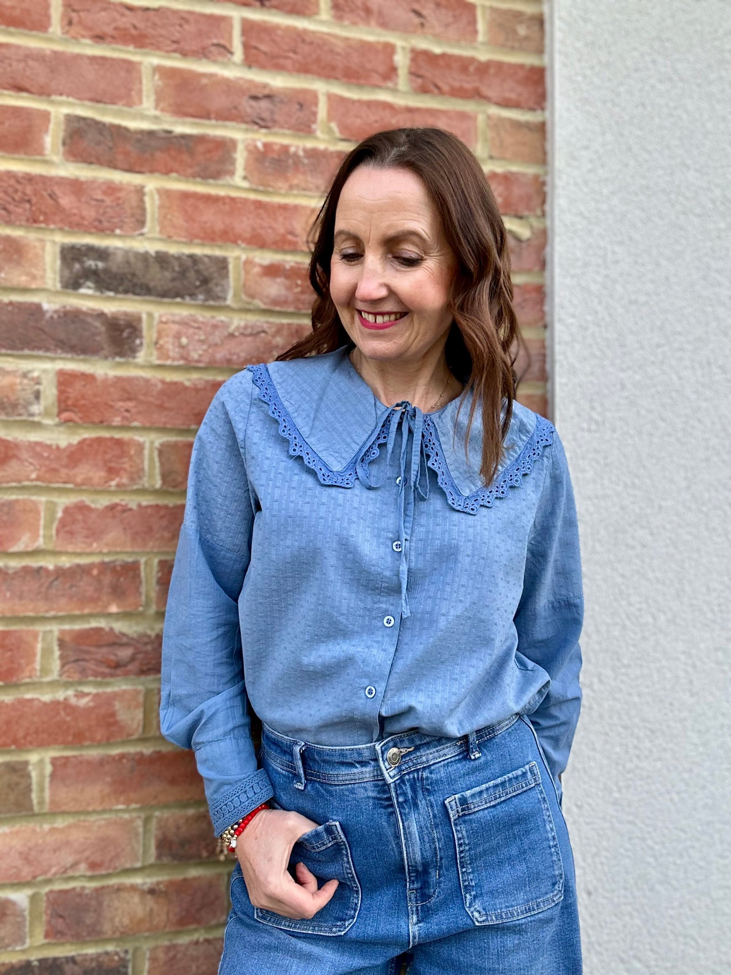 Zoe big collar blouse - Denim