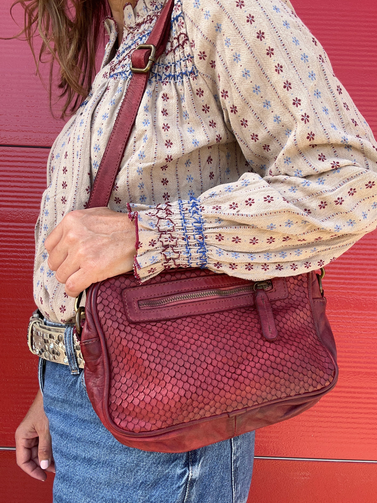 Dahlia red leather bag