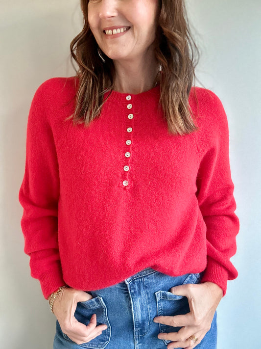 Paris button sweater - Red