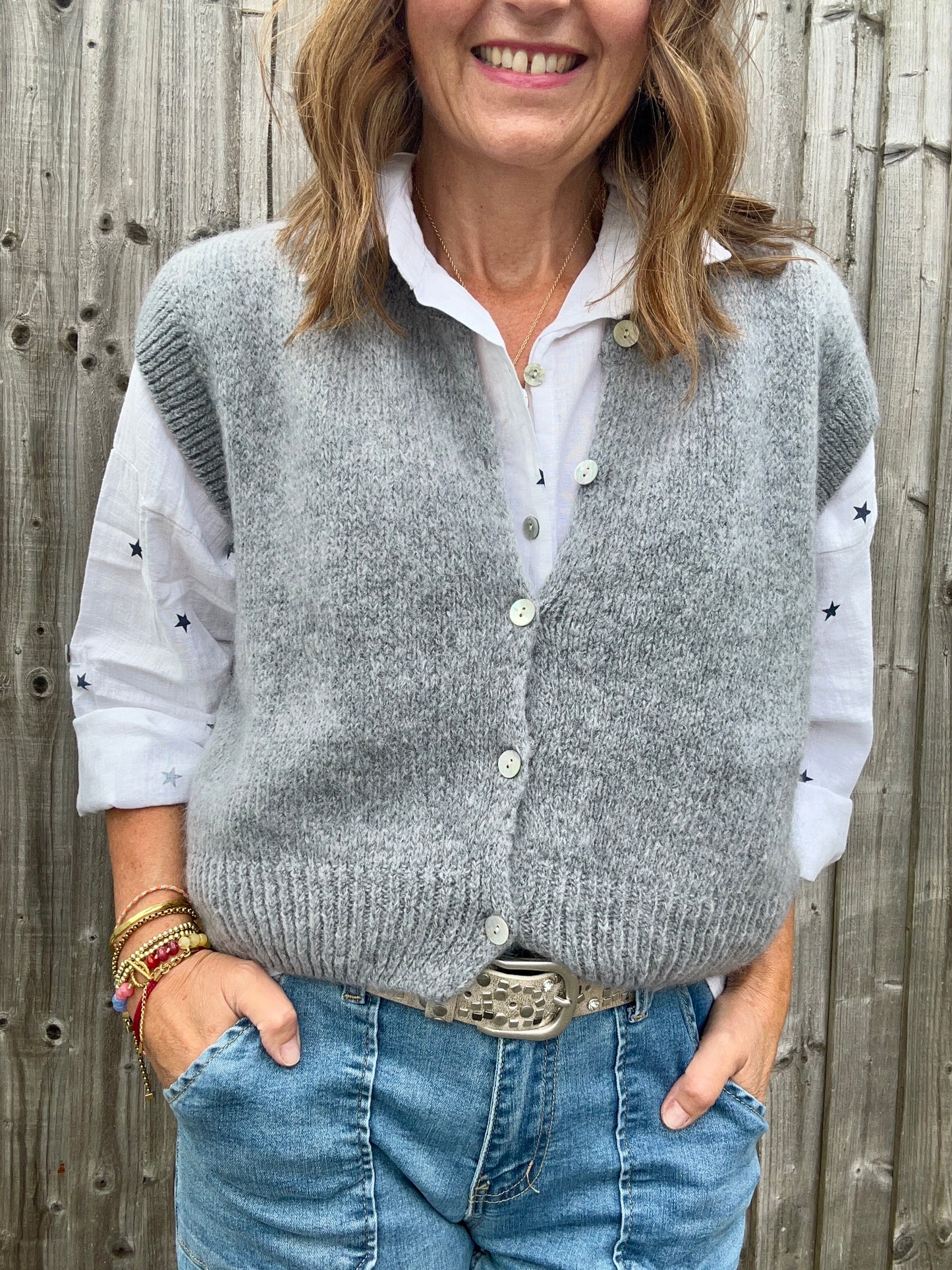 Brodie sleeveless cardigan - Grey