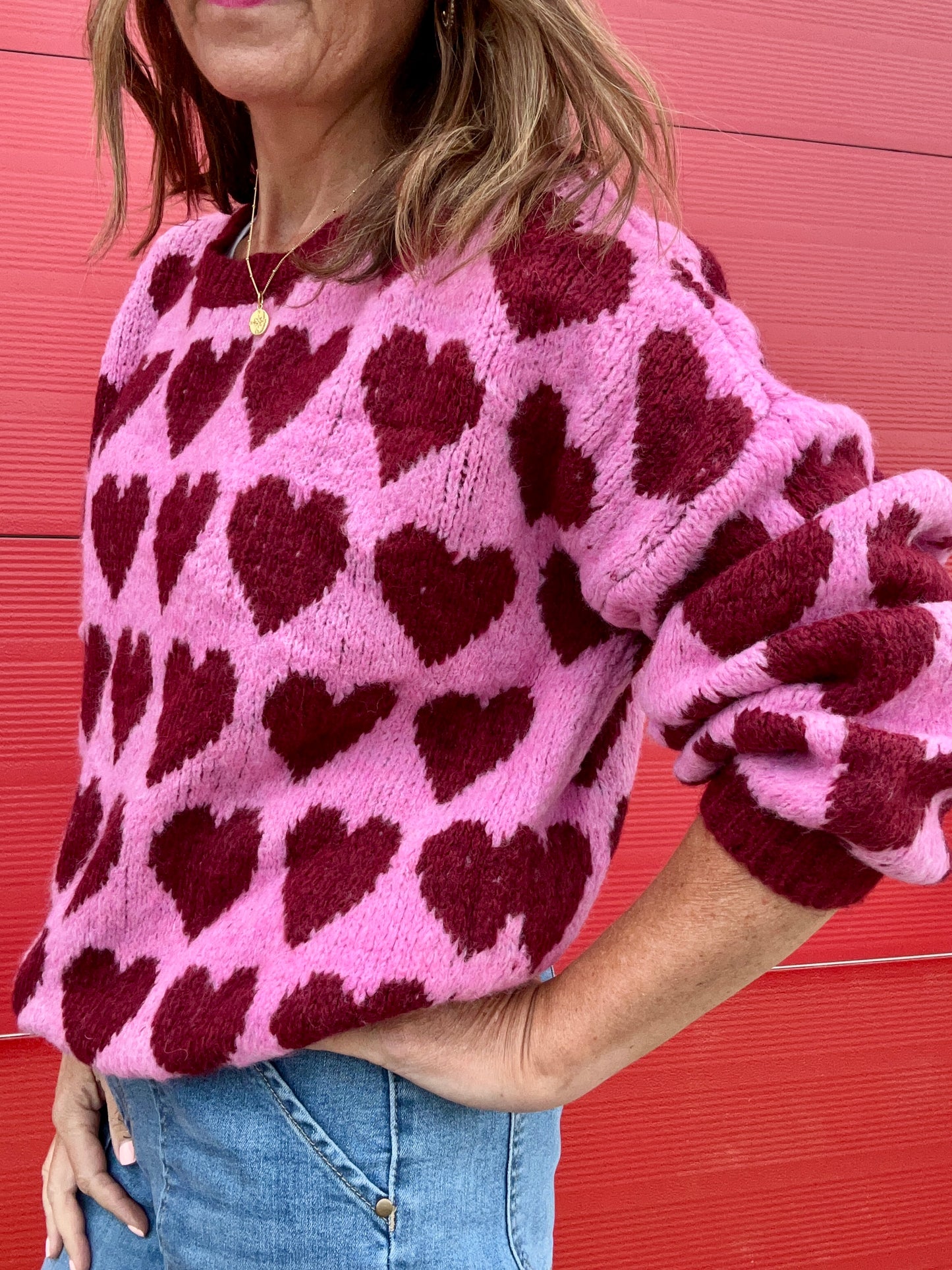 Jojo heart sweater - Pink / Plum