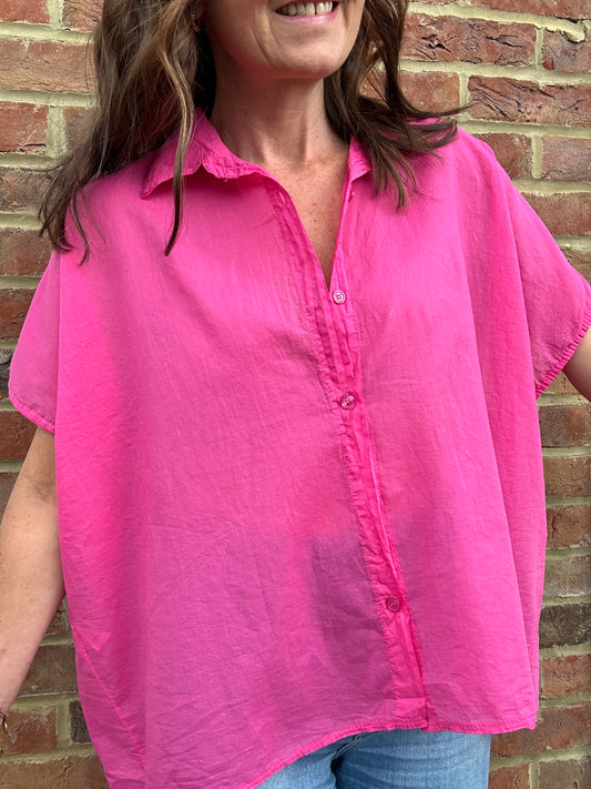 Elsie cotton shirt - Hot Pink
