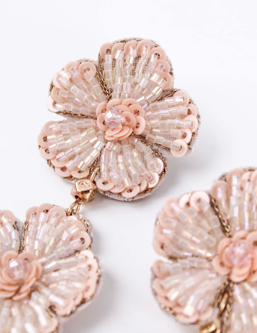Blush beaded flower earrings