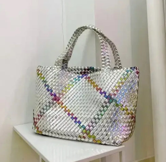 Lizzie metallic 2 in 1 woven bag - Silver