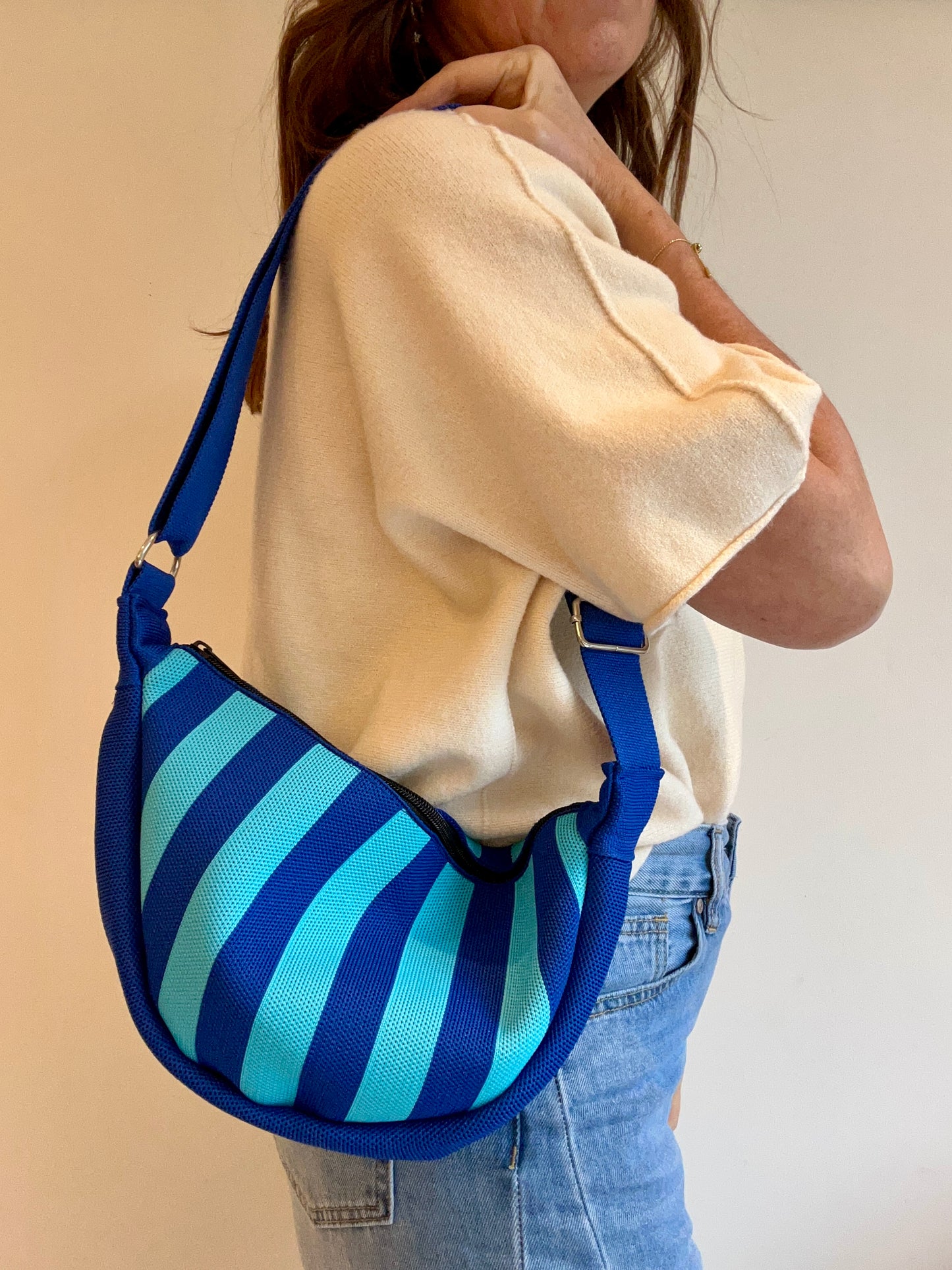 Kanga striped pouch bag - Blue