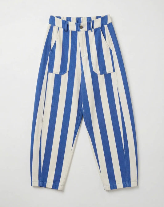Andie striped barrel leg jeans - Blue / White