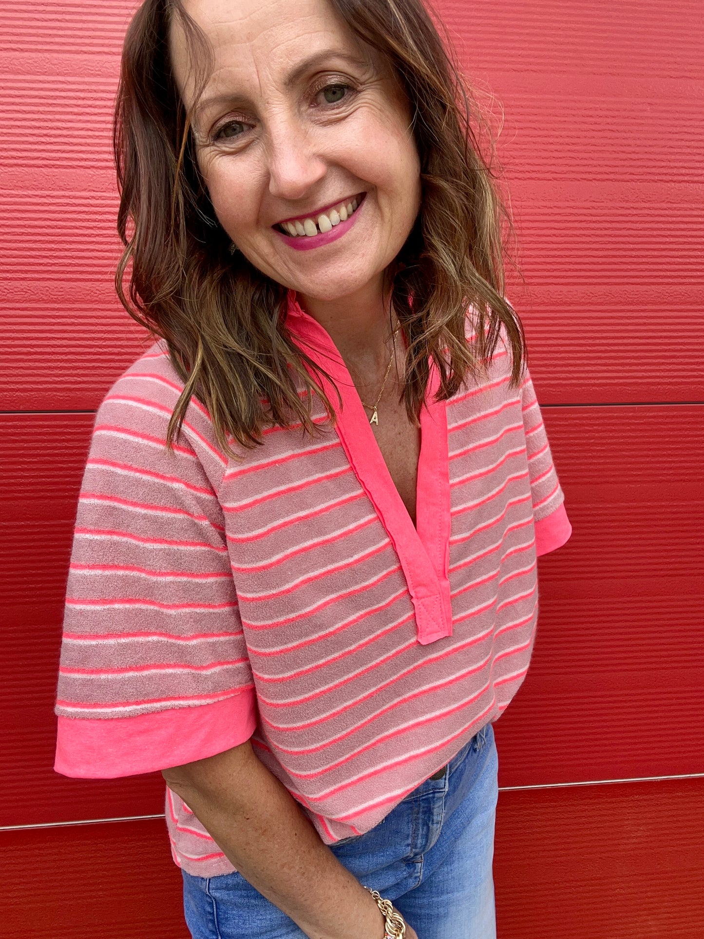 Bobby sporty stripe top - Pink