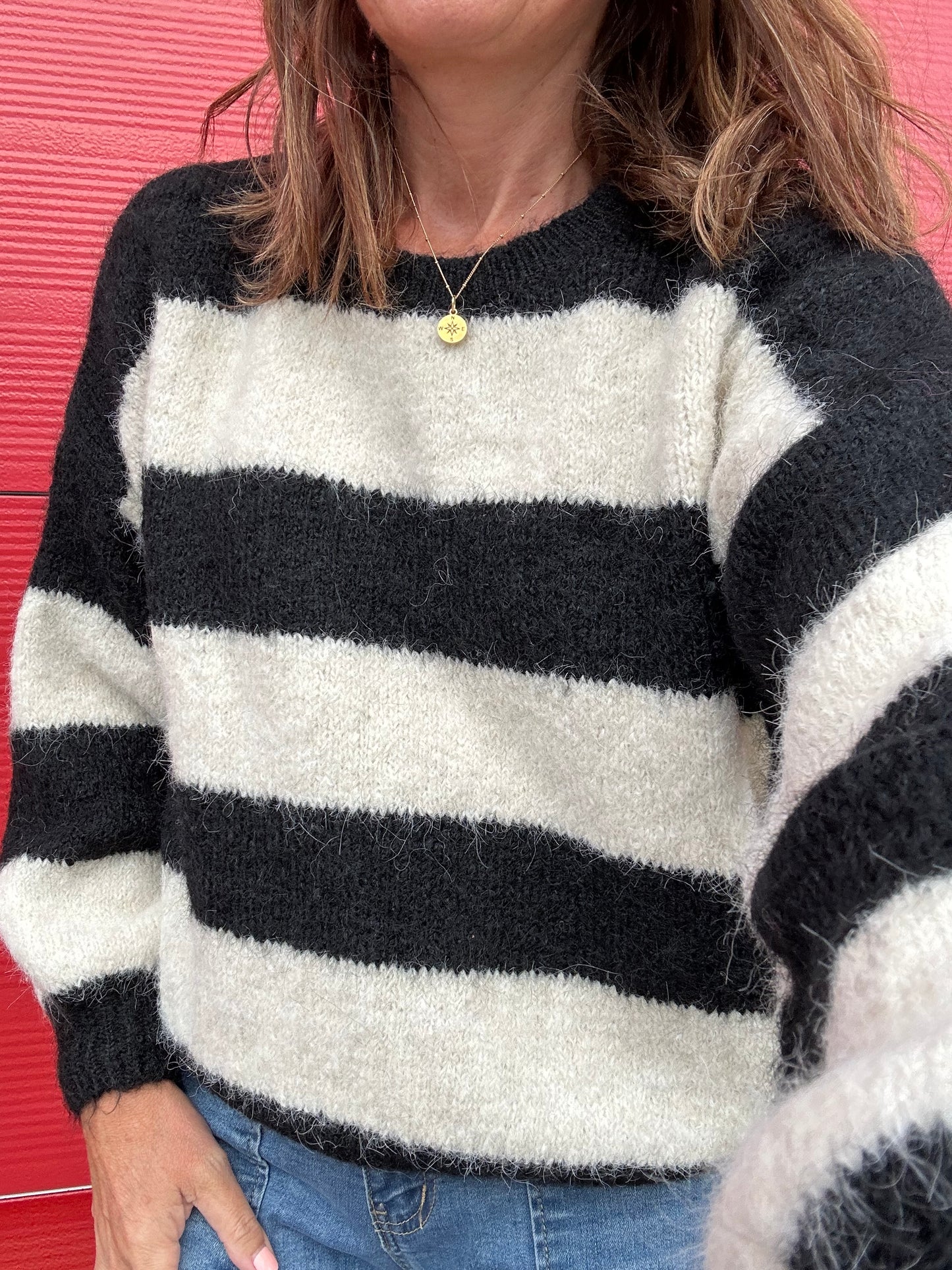 Clover striped sweater - Black / Cream