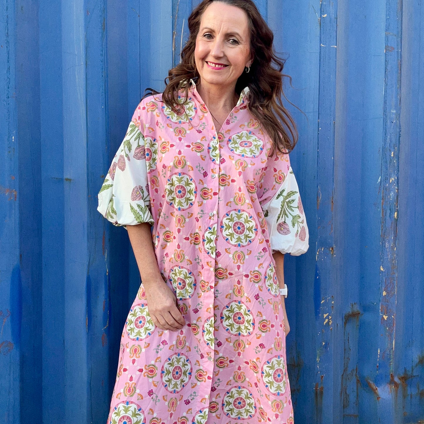 Cora floral shirt dress - Pink multi