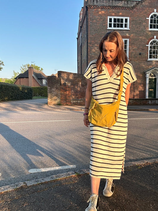 Byron woven dress - Cream / Black