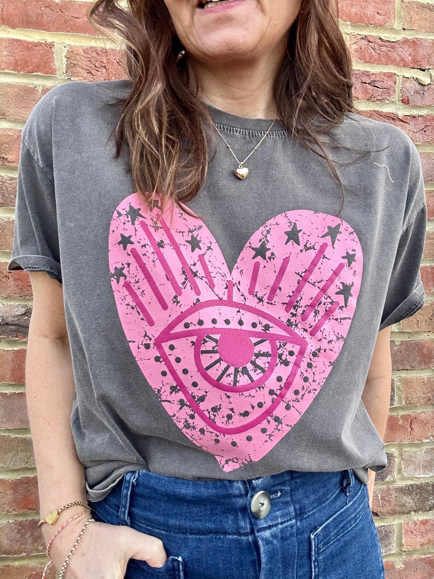 Glitter Heart T-Shirt - Grey